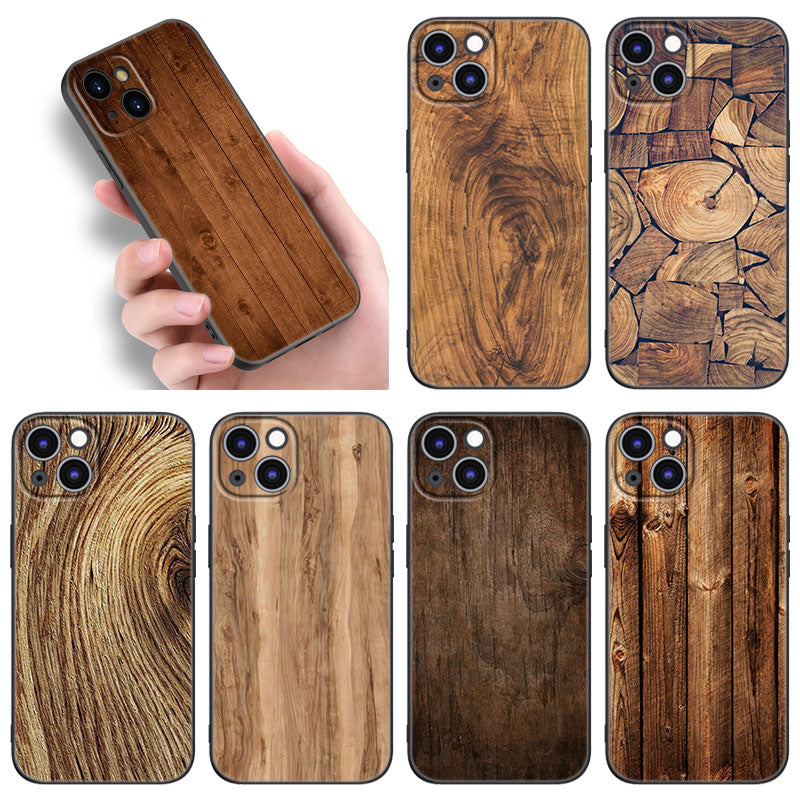 Luxus iPhone-Hülle aus Massivholz-Bambus und Metallic mit Brauner Glatter Holzmaserung | MagSafe-Case mit Rundumschutz & Kameralinsenschutz für Apple iPhone 16/16e, 15, 14, 13, 12 Pro Max, Pro, Plus & Mini Cover | Stoßfeste Handyhülle