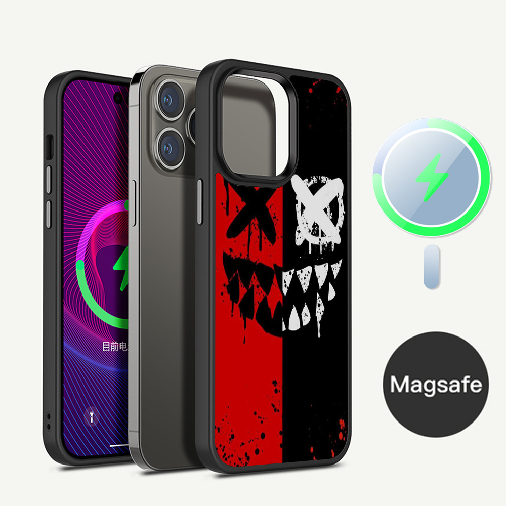 Premium Robuste Teufel Bad Boy Design iPhone Hülle | MagSafe-Case mit Rundumschutz & Kameralinsenschutz für Apple iPhone 16/15/14/13/12 Pro Max, Pro, Plus, e & Mini Cover | Stoßfeste Handyhülle mit Panzertasche & Stoßstangenabdeckung