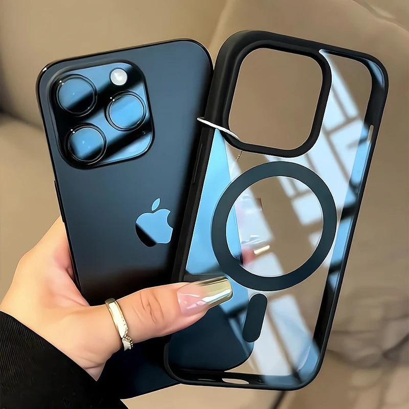 Premium iPhone Hülle Klar HD | Magnetische MagSafe & Kabelloses Laden | Stoßfeste Transparente Hybrid Rüstung mit Kameraobjektiv-Schutz für Apple iPhone 16/16e, 15, 14, 13, 12 Pro Max, Pro, Plus & Mini