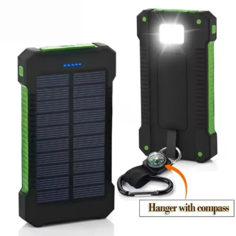 Premium Power Bank 20000mAh Solar Ladegerät | Tragbarer Externer Akku mit 5V Schnellaufladung und super heller Taschenlampe für Smartphones, Apple iPhone, Samsung, iOS & Android  unterwegs