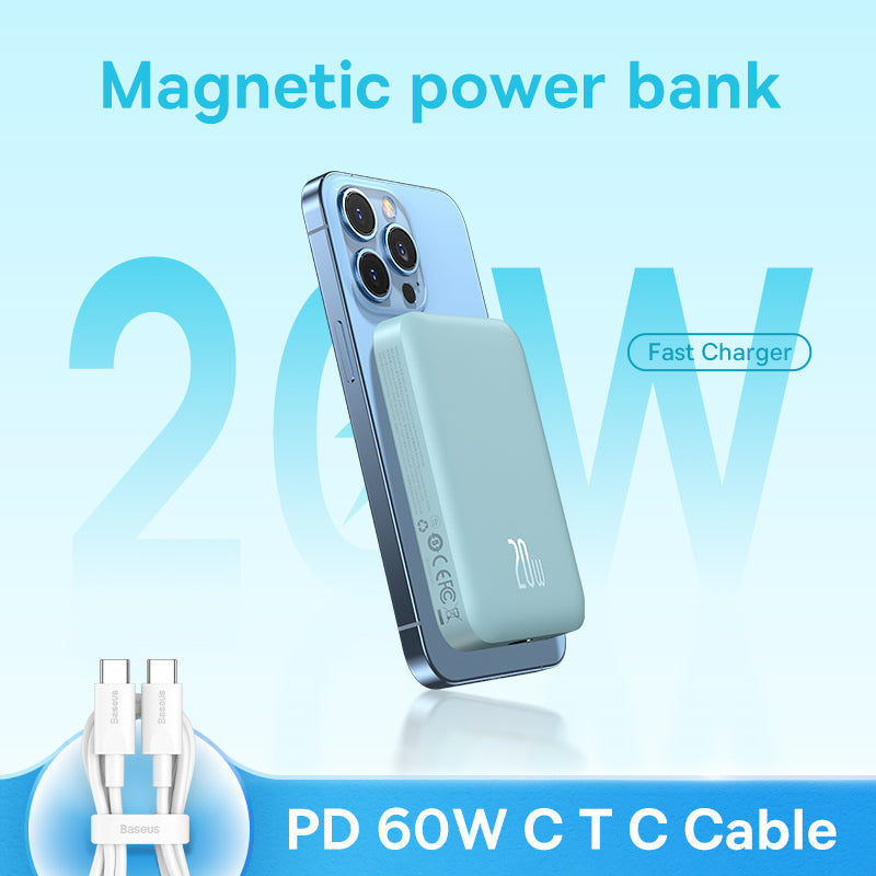 Premium Mini Magsafe Power Bank 20000mAh – Magnetisches Drahtloses Schnellladen für Smartphones, Apple iPhone, Samsung, iOS & Android