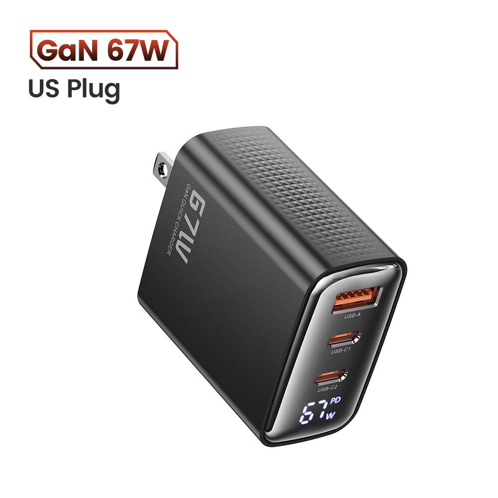 Hochwertiges 67W GAN USB C Ladegerät Schnellladegerät 65W QC 4.0 PD 3.0 45W USB C Typ C Schnellladegerät für Smartphones, Apple iPhone, Samsung, iOS & Android MacBook