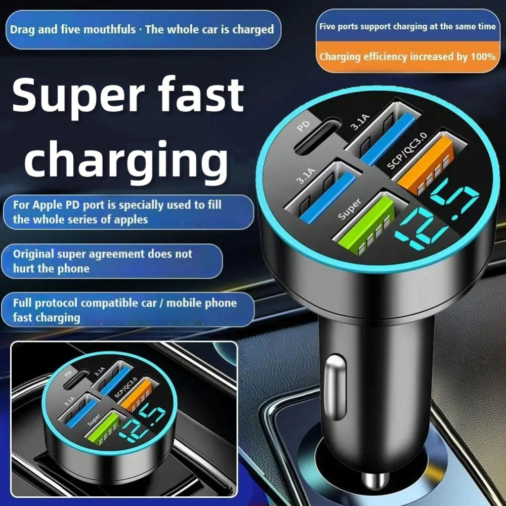 Premium Bluetooth 5.2 FM-Sender Auto-USB Ladegerät, FM/Aux Bluetooth-Adapter, Bass-Boost, 3-Port Car USB Ladestation Smartphones, Apple iPhone, Samsung, iOS & Android
