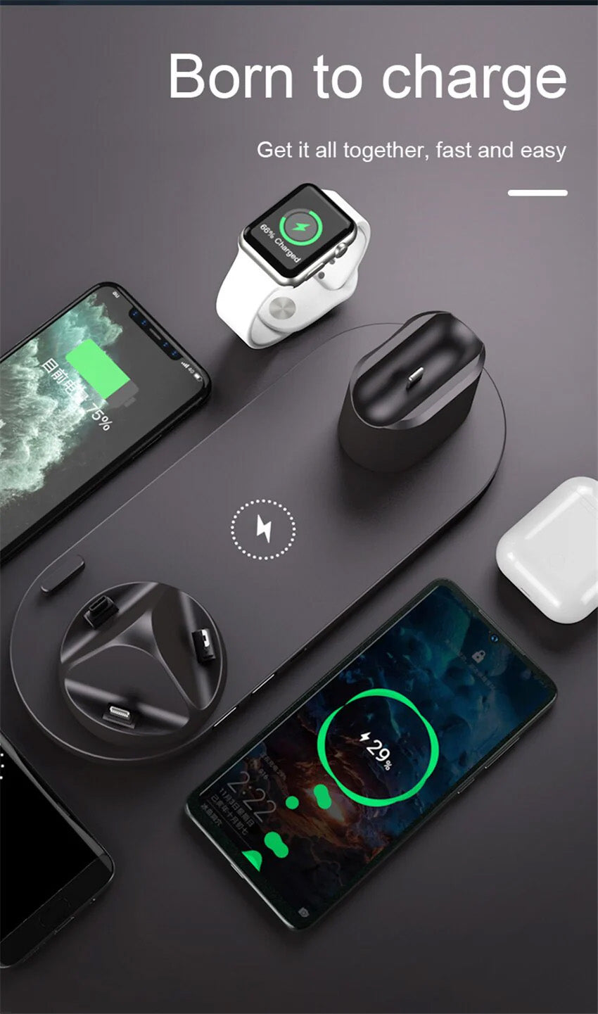 7-in-1 Ladestation Schnelle Kabellose Ladegerät | Schnellladestation, Watch, AirPods, Smartphones, Apple iPhone, Samsung, iOS & Android Schnellladegerät Charging Station