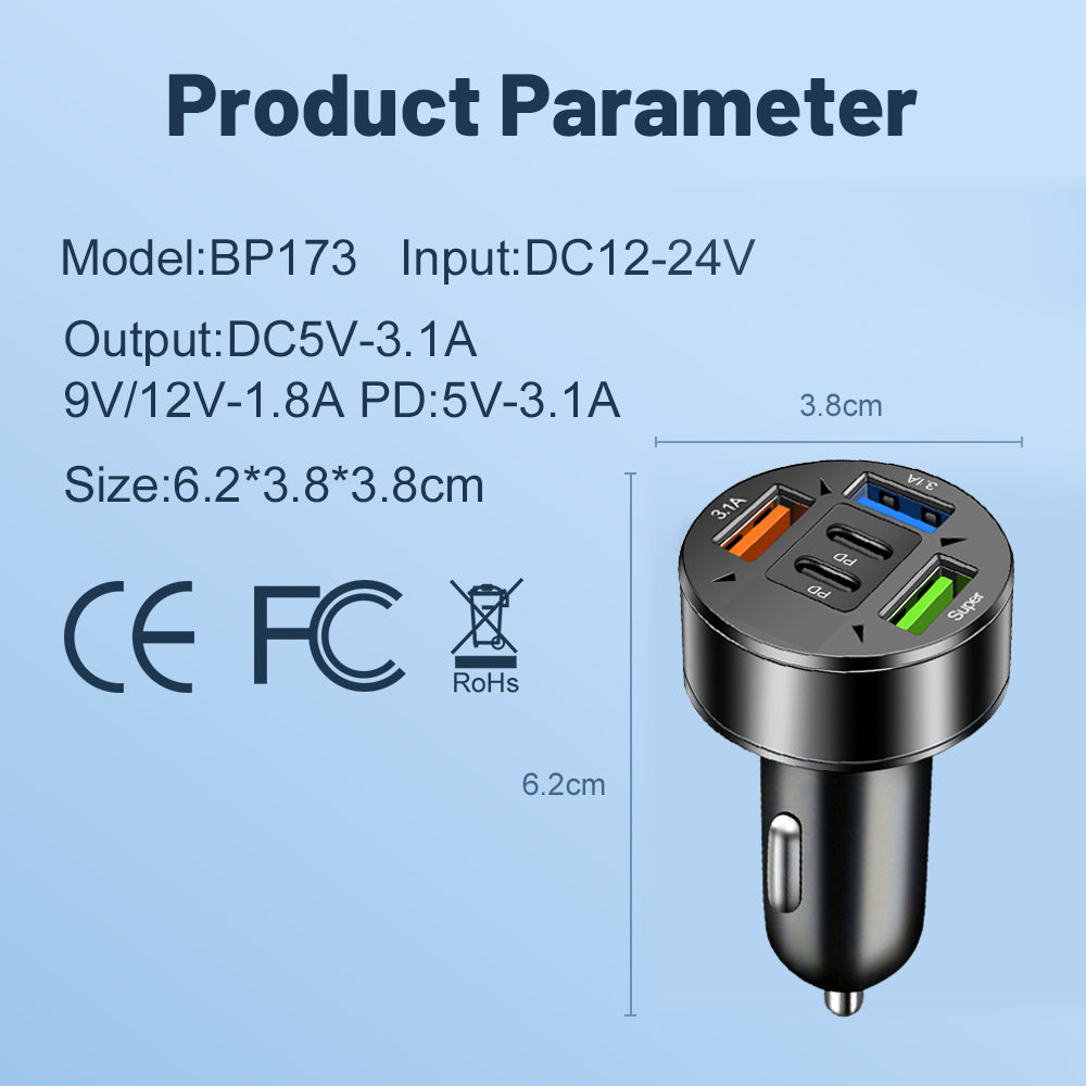 Premium Bluetooth 5.2 FM-Sender Auto-USB Ladegerät, FM/Aux Bluetooth-Adapter, Bass-Boost, 3-Port Car USB Ladestation Smartphones, Apple iPhone, Samsung, iOS & Android