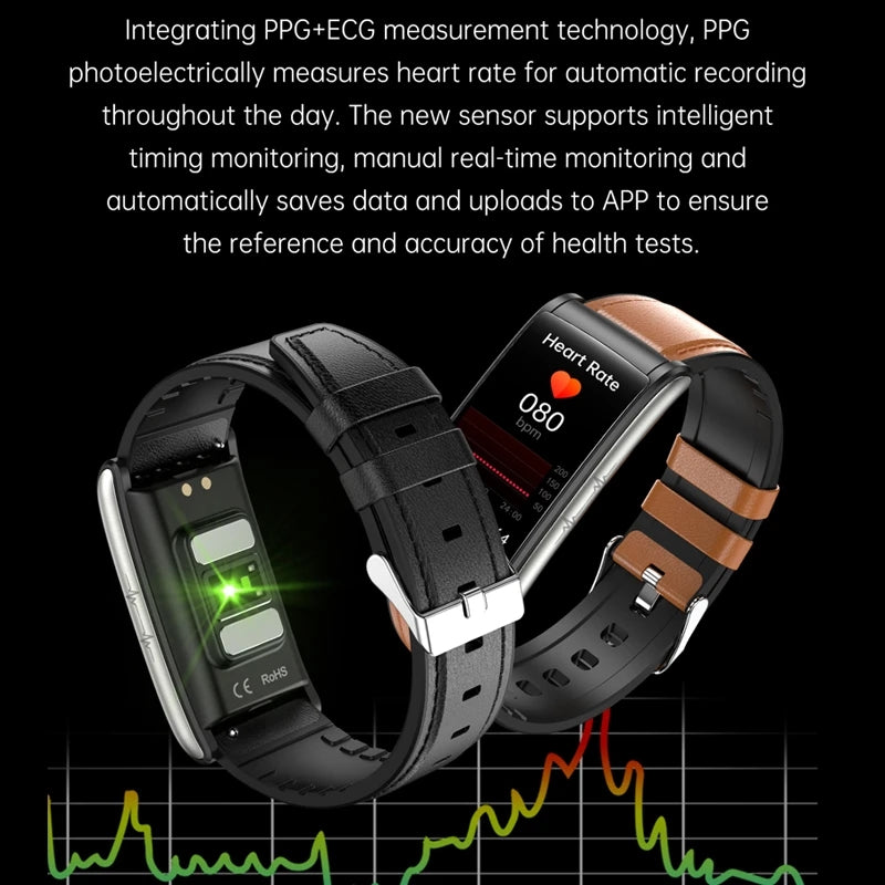 Premium hochwertiges, nicht-invasives Blutzucker-EKG, PPG Gesundheits-Smart-Armband – IP68 wasserdichte Sport-Smartwatch, Blutzuckermessung: Männer & Frauen | Herzfrequenz, Schlafanalyse, Schrittzähler, Anruf- & App-Benachrichtigungen | iOS & Android