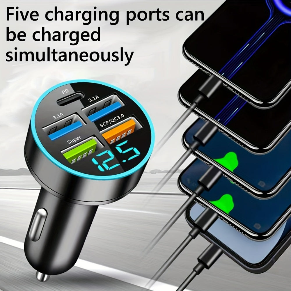 Premium Bluetooth 5.2 FM-Sender Auto-USB Ladegerät, FM/Aux Bluetooth-Adapter, Bass-Boost, 3-Port Car USB Ladestation Smartphones, Apple iPhone, Samsung, iOS & Android